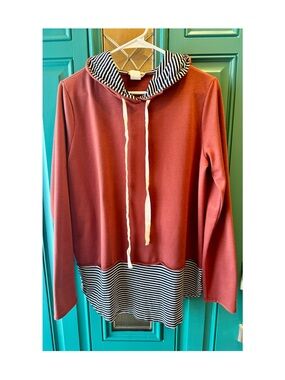 Betsey’s Boutique Shop Rust Color Striped Hoodie